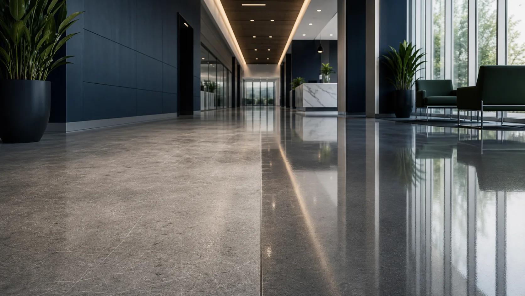 Polished commercial floor care result