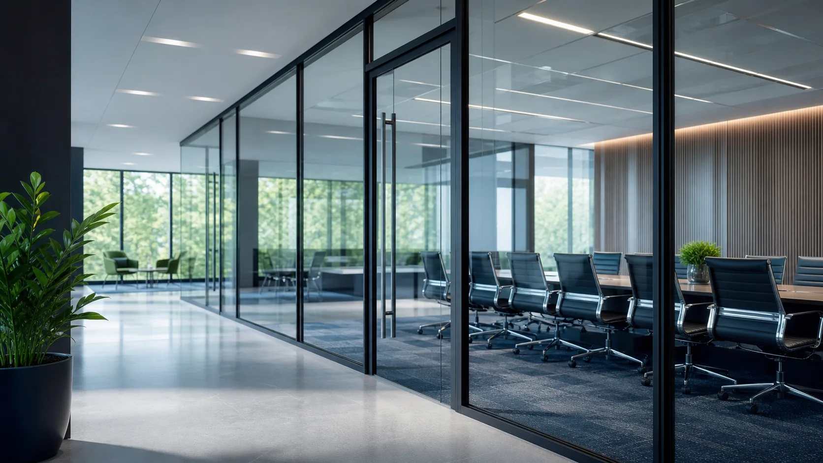 Clean interior glass and office partitions